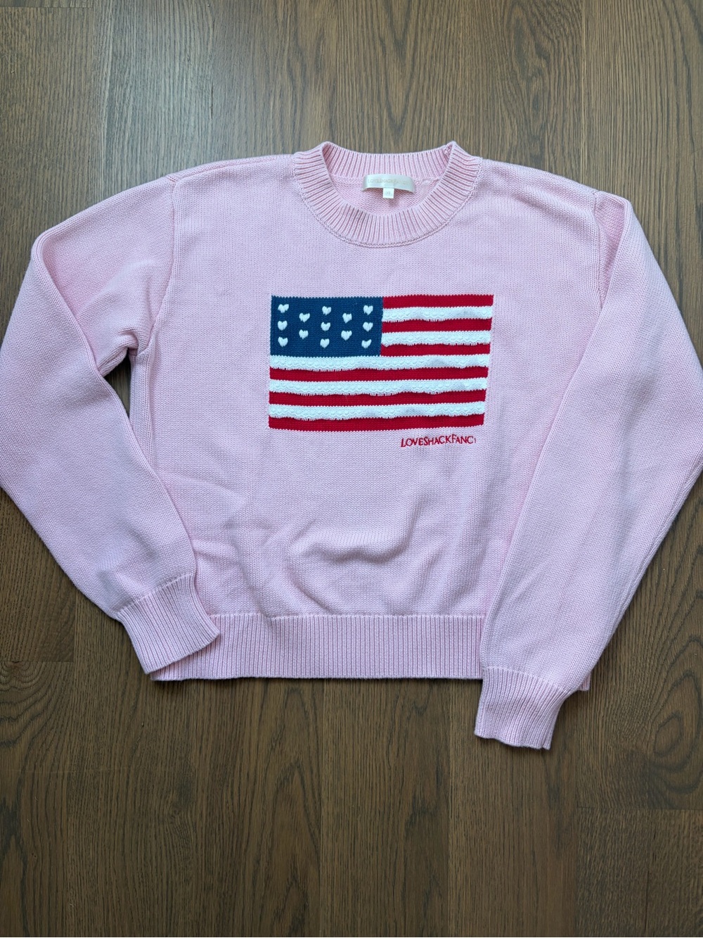 Love Shack Fancy Pink Flag Sweater XS